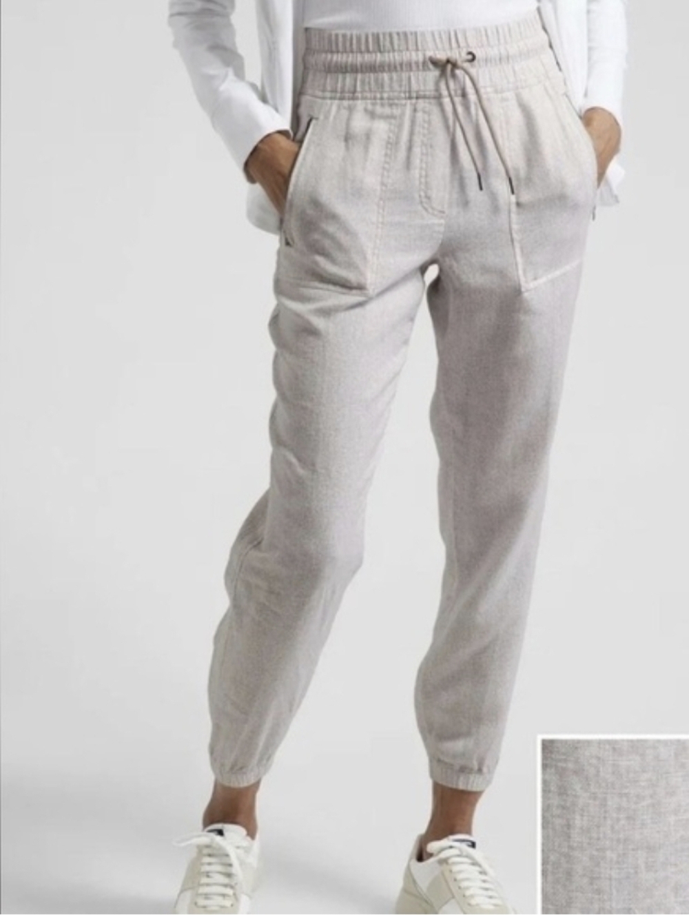 NWT Athleta Cabo Linen Jogger Micro Cheetah Print 12 Athleisure Vacay Resort